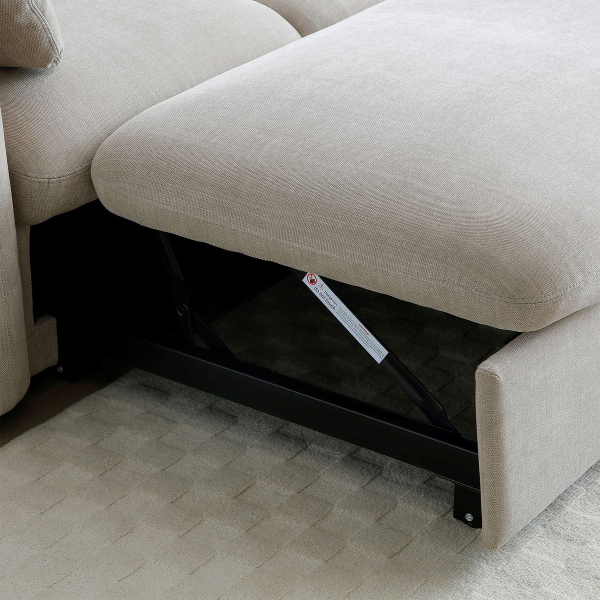 Belvere Curved Corner 3 Seater Sofa Bed Taupe from Roseland Furniture