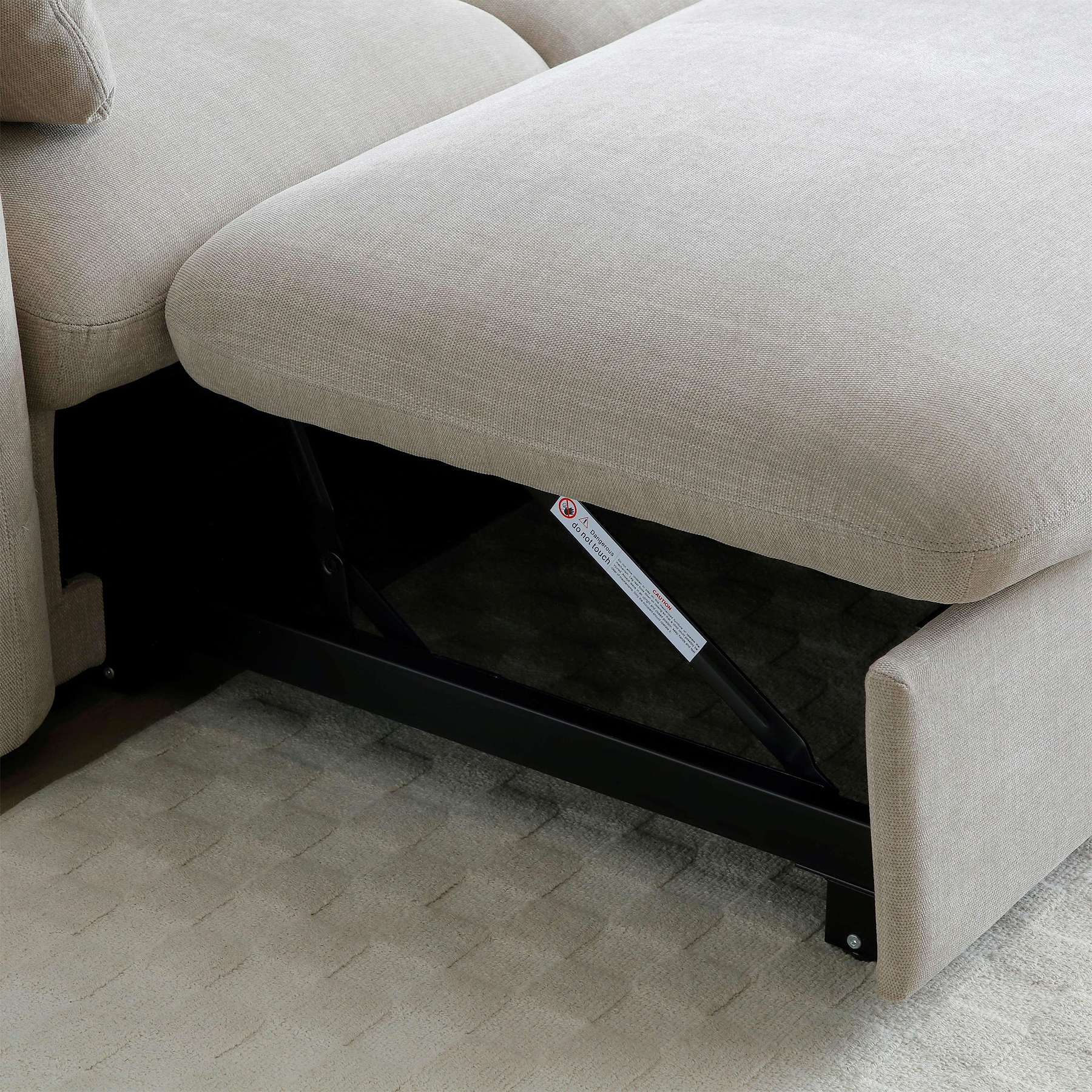 Belvere Curved Corner 3 Seater Sofa Bed Taupe from Roseland Furniture