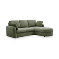 Belvere Curved Corner 3 Seater Sofa Bed Olive from Roseland Furniture