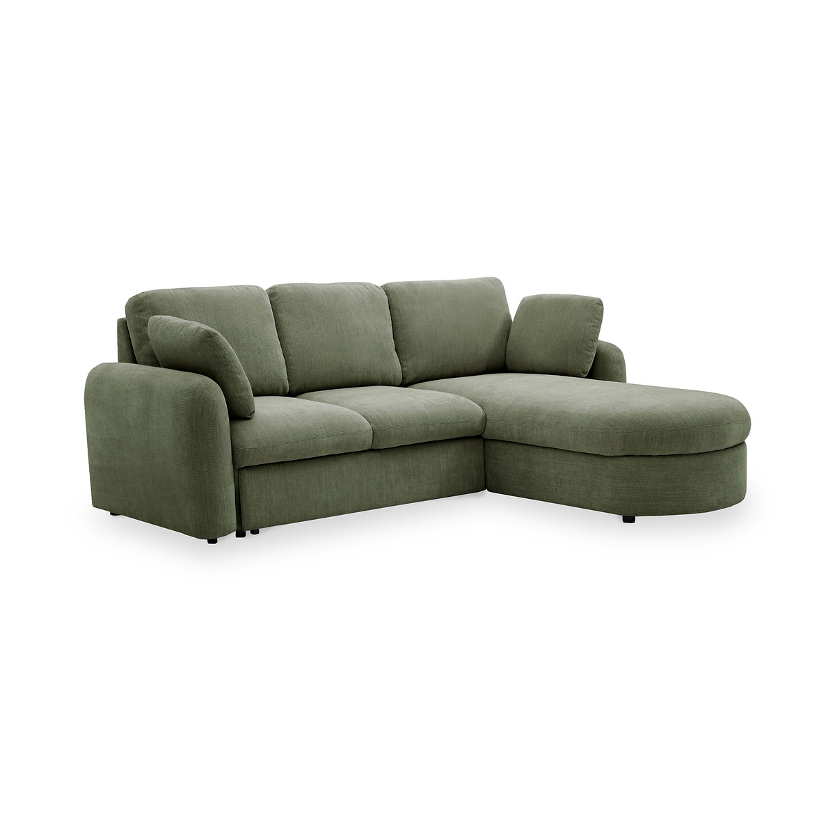Belvere Curved Corner 3 Seater Sofa Bed Olive from Roseland Furniture