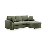 Belvere Curved Corner 3 Seater Sofa Bed Olive from Roseland Furniture
