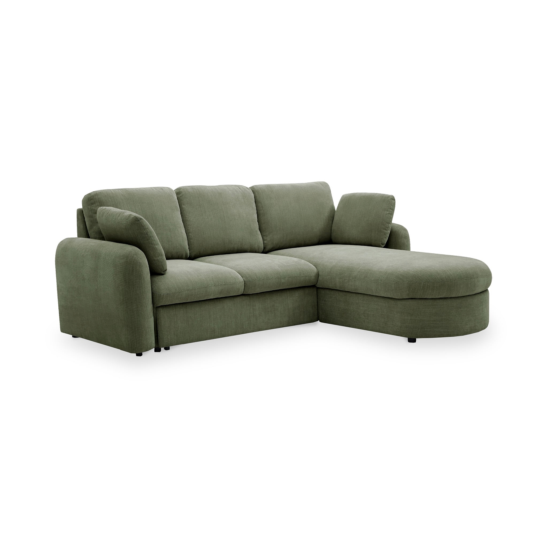 Belvere Curved Corner 3 Seater Sofa Bed Olive from Roseland Furniture