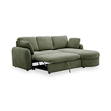 Belvere Curved Corner 3 Seater Sofa Bed Olive from Roseland Furniture