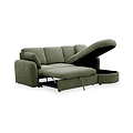 Belvere Curved Corner 3 Seater Sofa Bed Olive from Roseland Furniture