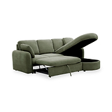 Belvere Curved Corner 3 Seater Sofa Bed Olive from Roseland Furniture