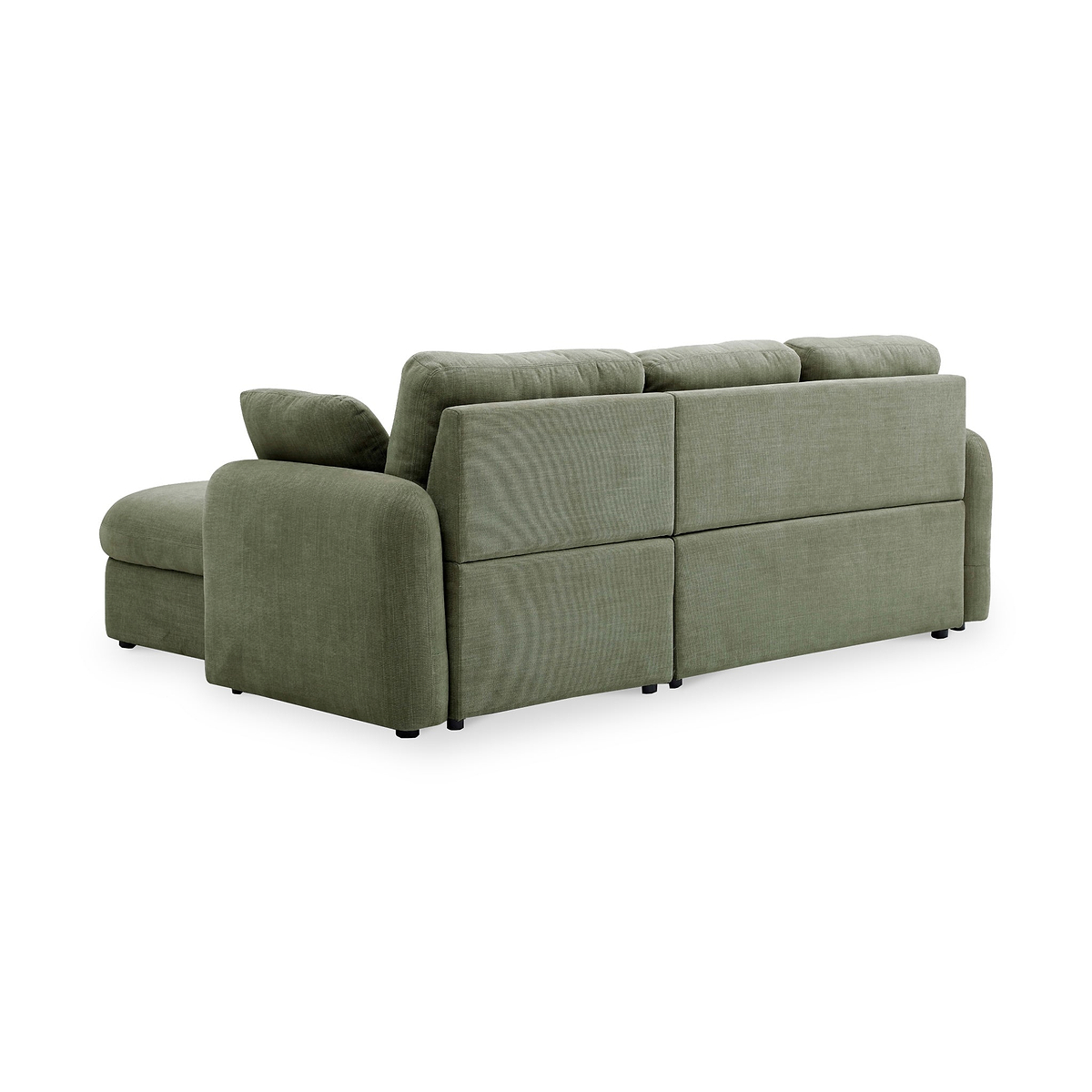 Belvere Curved Corner 3 Seater Sofa Bed Olive from Roseland Furniture