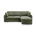 Belvere Curved Corner 3 Seater Sofa Bed Olive from Roseland Furniture
