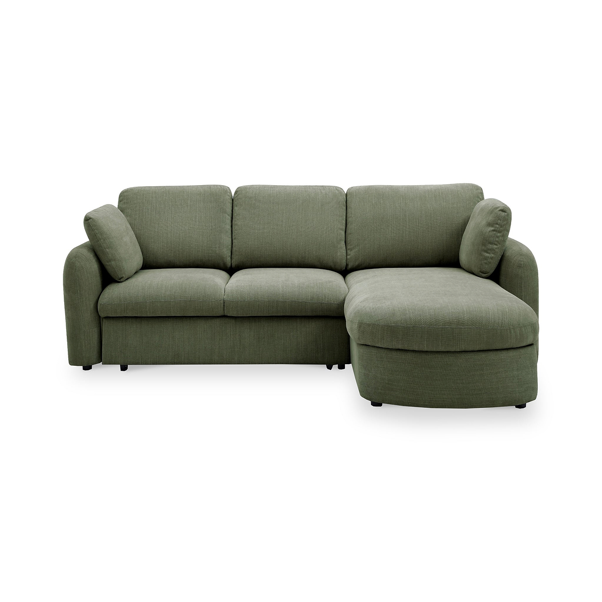 Belvere Curved Corner 3 Seater Sofa Bed Olive from Roseland Furniture