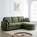 Belvere Curved Corner 3 Seater Sofa Bed Olive from Roseland Furniture