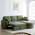 Belvere Curved Corner 3 Seater Sofa Bed Olive from Roseland Furniture