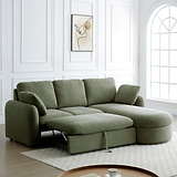 Belvere Curved Corner 3 Seater Sofa Bed Olive from Roseland Furniture