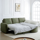 Belvere Curved Corner 3 Seater Sofa Bed Olive from Roseland Furniture