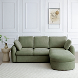 Belvere Curved Corner 3 Seater Sofa Bed Olive from Roseland Furniture