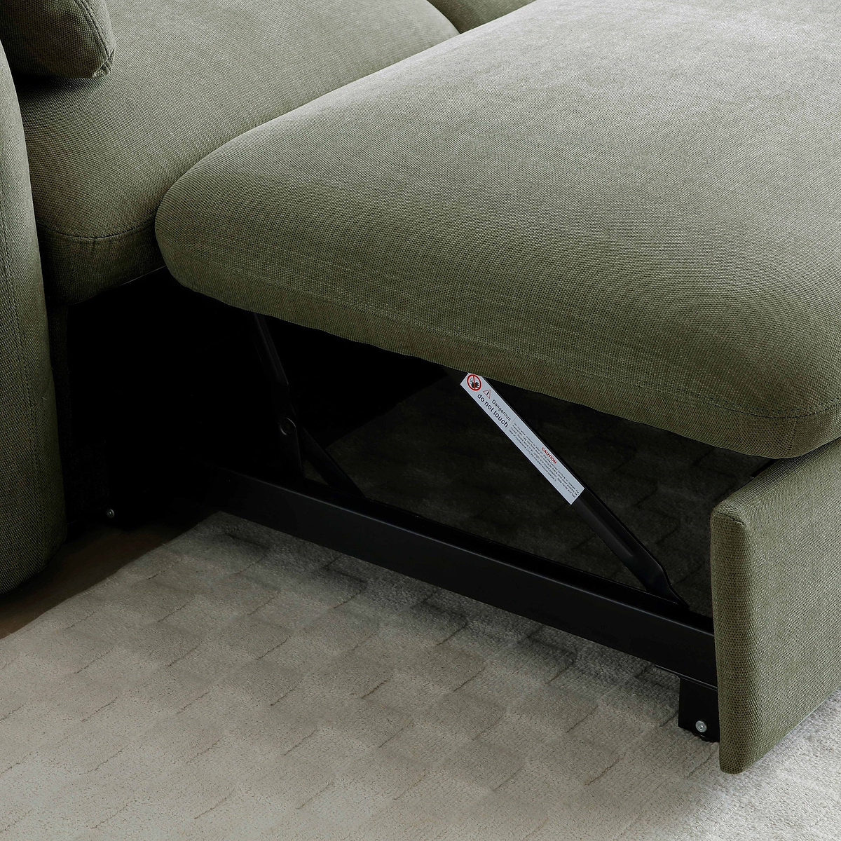 Belvere Curved Corner 3 Seater Sofa Bed Olive from Roseland Furniture