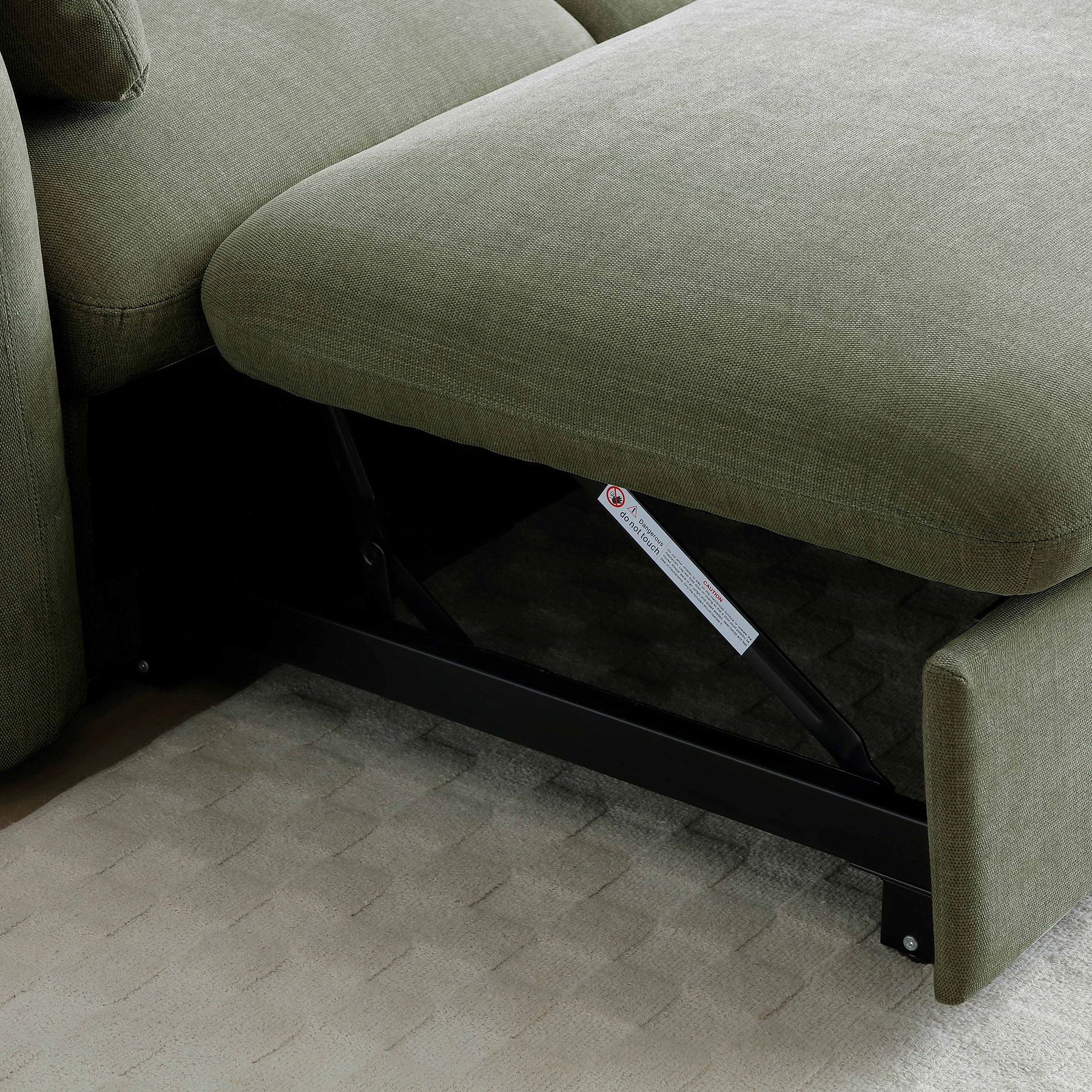 Belvere Curved Corner 3 Seater Sofa Bed Olive from Roseland Furniture