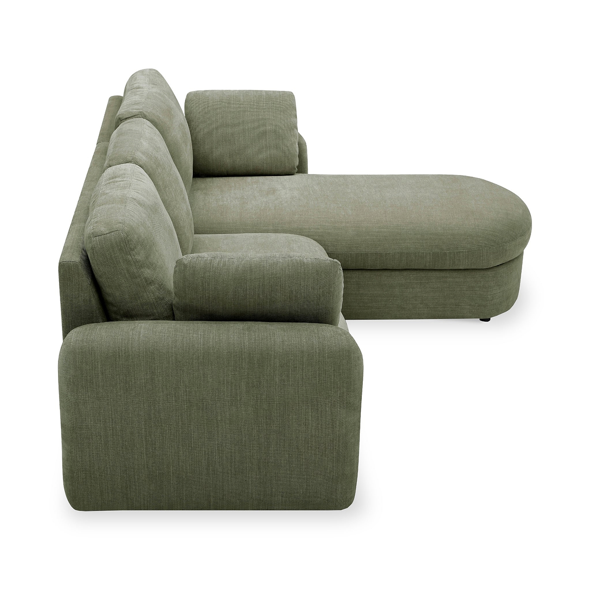 Belvere Curved Corner 3 Seater Sofa Bed Olive from Roseland Furniture