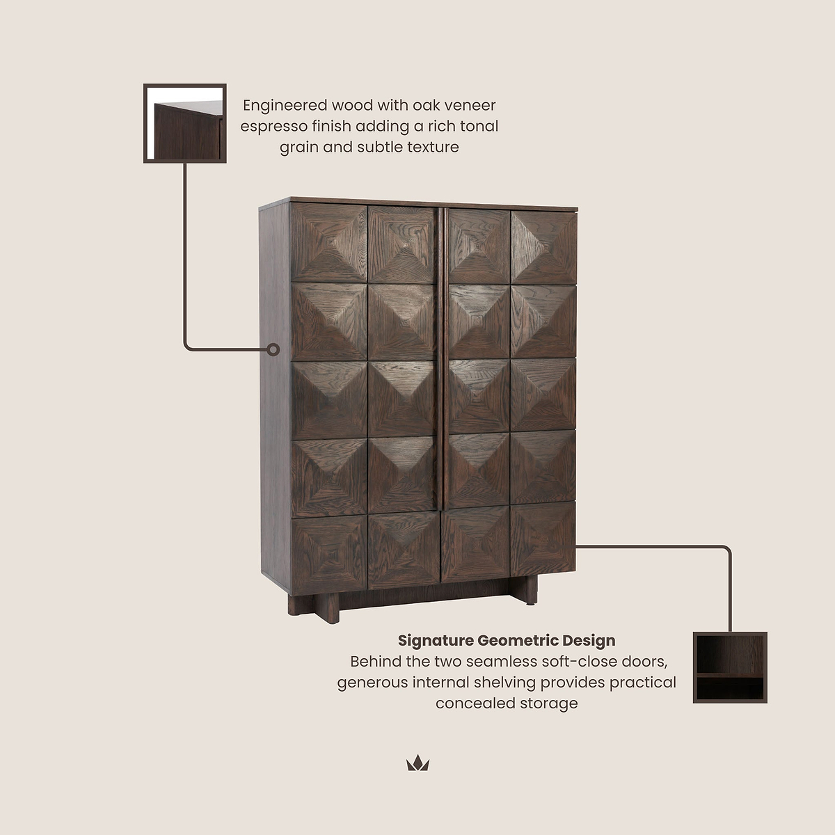 Roka Geometric 2-Door-Cabinet from Roseland Furniture