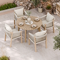FSC 1 Roma 120cm Round Table w 4 Roma Dining Chairs Concrete Insert from Roseland Furniture