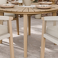 FSC 1 Roma 120cm Round Table w 4 Roma Dining Chairs Concrete Insert from Roseland Furniture