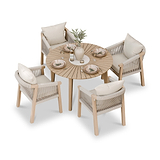 Roma FSC 4 Seater Round Sunray with Concrete Insert Dining Set with Roma Dining Chairs