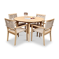 Roma 120cm Round Table 4 Roma Rope Stacking Chairs Concrete Insert from Roseland Furniture