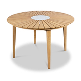 Roma 120cm Round Table 4 Roma Rope Stacking Chairs Concrete Insert from Roseland Furniture