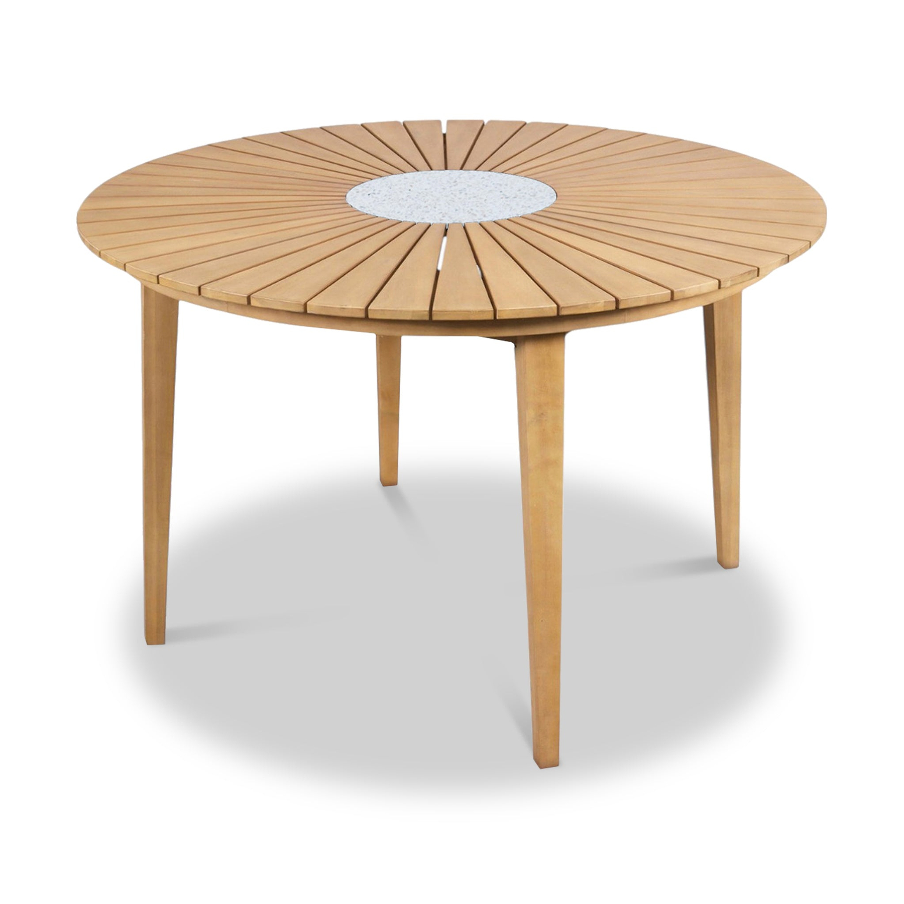 Roma 120cm Round Table 4 Roma Rope Stacking Chairs Concrete Insert from Roseland Furniture