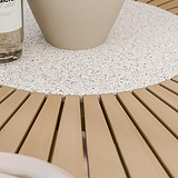Roma 120cm Round Table 4 Roma Rope Stacking Chairs Concrete Insert from Roseland Furniture