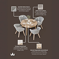 Roma FSC 4 Seater Round Sunray with Concrete Insert Dining Set with Sol Dining Chairs