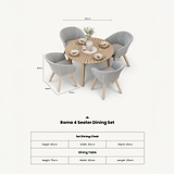 Roma FSC 4 Seater Round Sunray with Concrete Insert Dining Set with Sol Dining Chairs dimensions