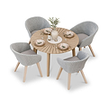 Roma FSC 4 Seater Round Sunray with Concrete Insert Dining Set with Sol Dining Chairs