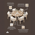 Roma FSC 6 Seater Round Sunray with Concrete Insert Dining Set with Roma Dining Chairs