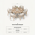 Roma FSC 6 Seater Round Sunray with Concrete Insert Dining Set with Roma Dining Chairs dimensions