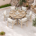 FSC 1 Roma 150cm Round Table w 6 Roma Dining Chairs Concrete Insert from Roseland Furniture