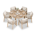 Roma FSC 6 Seater Round Sunray with Concrete Insert Dining Set with Roma Dining Chairs