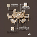 Roma FSC 6 Seater Round Sunray with Concrete Insert Dining Set with Roma Rope Stacking Chairs