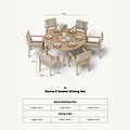 Roma FSC 6 Seater Round Sunray with Concrete Insert Dining Set with Roma Rope Stacking Chairs dimensions