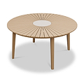 FSC 1 Roma 150cm Round Table w 6 Roma Rope Stacking Chairs Concrete Insert from Roseland Furniture