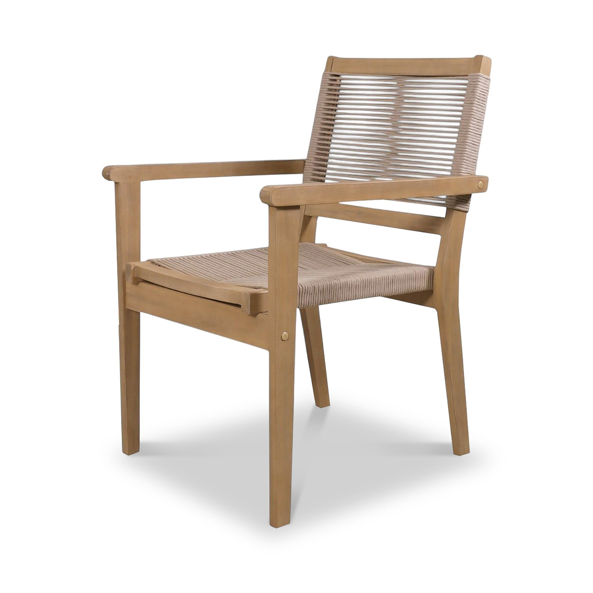 FSC 1 Roma 150cm Round Table w 6 Roma Rope Stacking Chairs Concrete Insert from Roseland Furniture