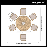 FSC 1 Roma 150cm Round Table w 6 Roma Rope Stacking Chairs Concrete Insert from Roseland Furniture