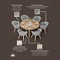 Roma FSC 6 Seater 150cm Round Sunray with Concrete Insert Dining Set with 6 Sol Dining Chairs