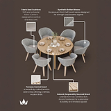 Roma FSC 6 Seater 150cm Round Sunray with Concrete Insert Dining Set with 6 Sol Dining Chairs