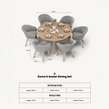 Roma FSC 6 Seater 150cm Round Sunray with Concrete Insert Dining Set with 6 Sol Dining Chairs dimensions