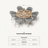 Roma FSC 6 Seater 150cm Round Sunray with Concrete Insert Dining Set with 6 Sol Dining Chairs dimensions