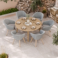 FSC 1 Roma 150cm Round Table w 6 Sol Dining Chairs Concrete Insert from Roseland Furniture