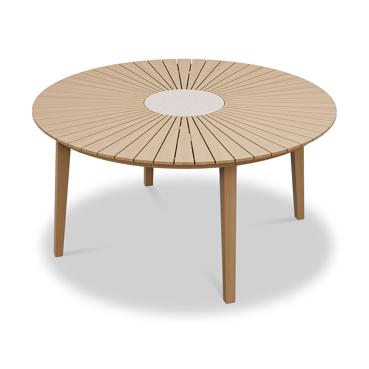 FSC 1 Roma 150cm Round Table w 6 Sol Dining Chairs Concrete Insert from Roseland Furniture