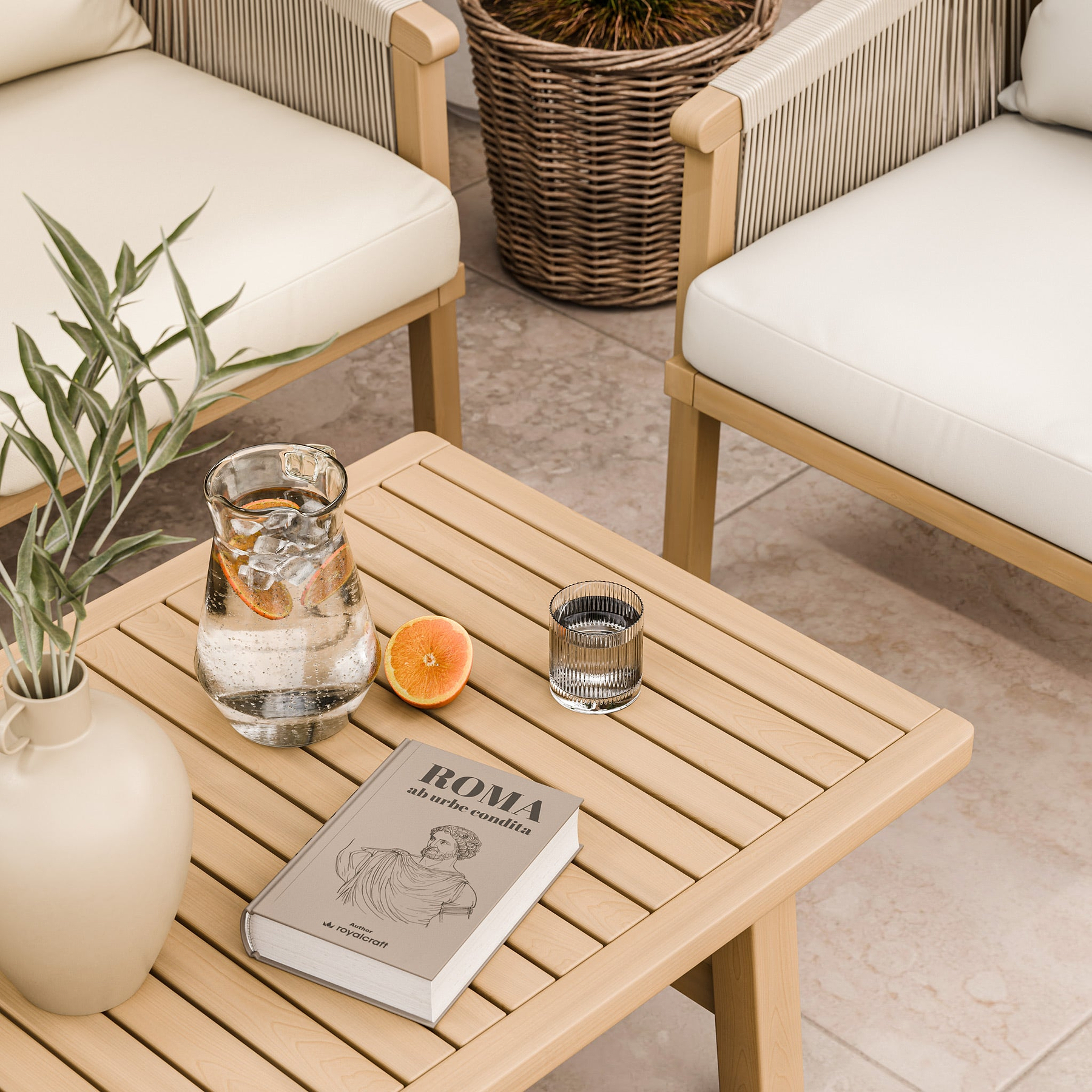 Roma FSC 5 Seater Triple Lounge Set with Rectangular Coffee Table from Roseland Furniture