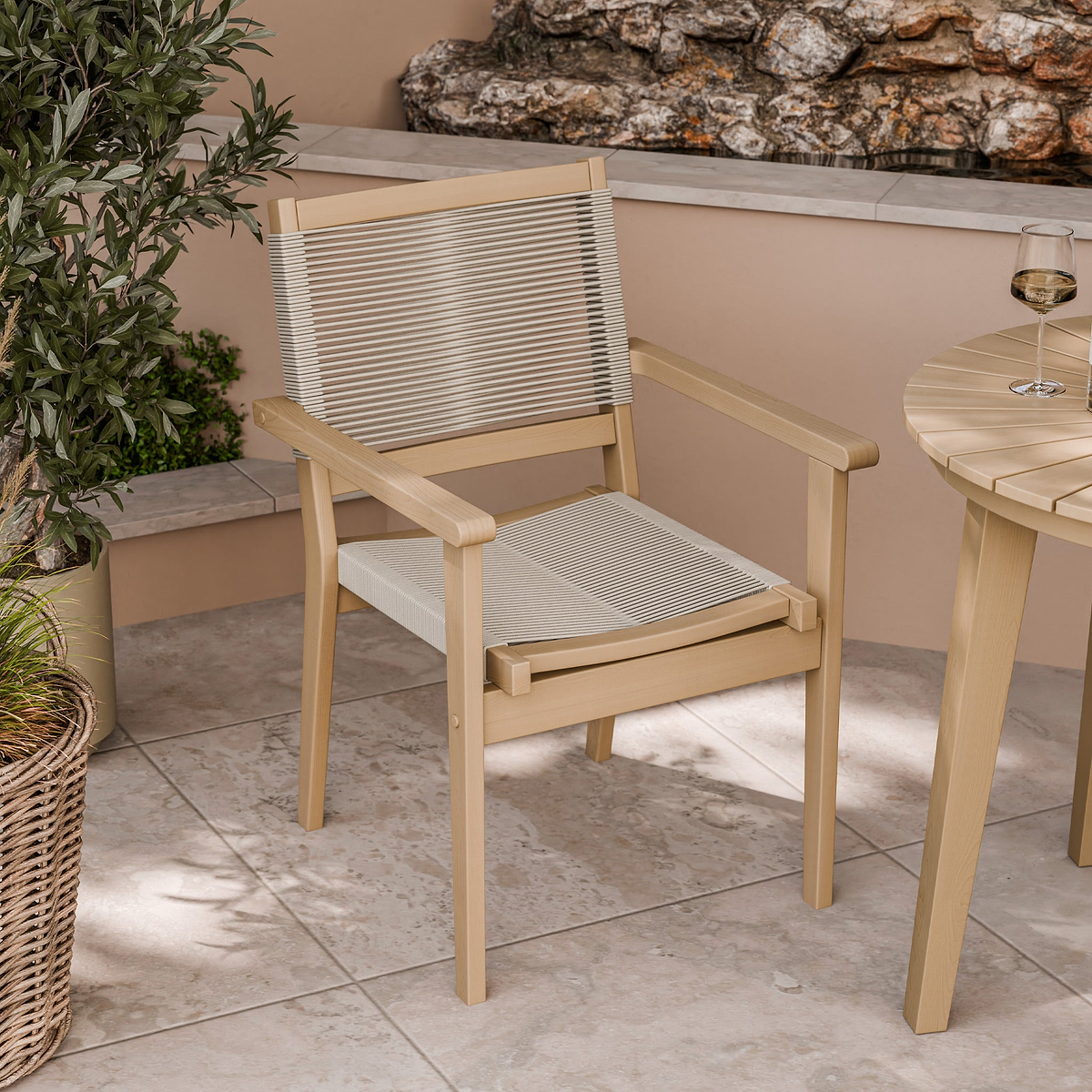 FSC 1 Roma 80cm Round Bistro Table w Roma Rope Stacking from Roseland Furniture