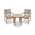 Roma FSC 80cm Sunray Bistro Set with 2 Stacking Rope Chairs