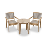Roma FSC 80cm Sunray Bistro Set with 2 Stacking Rope Chairs